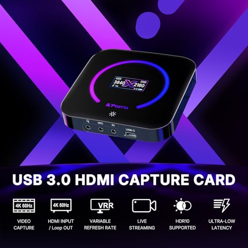 Portta DX20R HDMI Video Capture Card, Stream & Record in 4K 60Hz with Ultra-Low Latency, Passthrough for 1080p@240Hz & 2K@120Hz, USB 3.0 to PC, Support HDR, VRR, Compatible with PS5, Xbox, OBS - Image 2