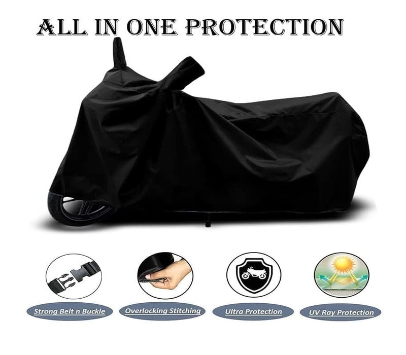 RABABLI Bike Body Cover Compatible with Honda X-Blade with All Variants Scratch-Proof, Buckle Belt – Rain, UV & Dust Resistant Windproof & All-Weather Shield (Black Color) - Image 4