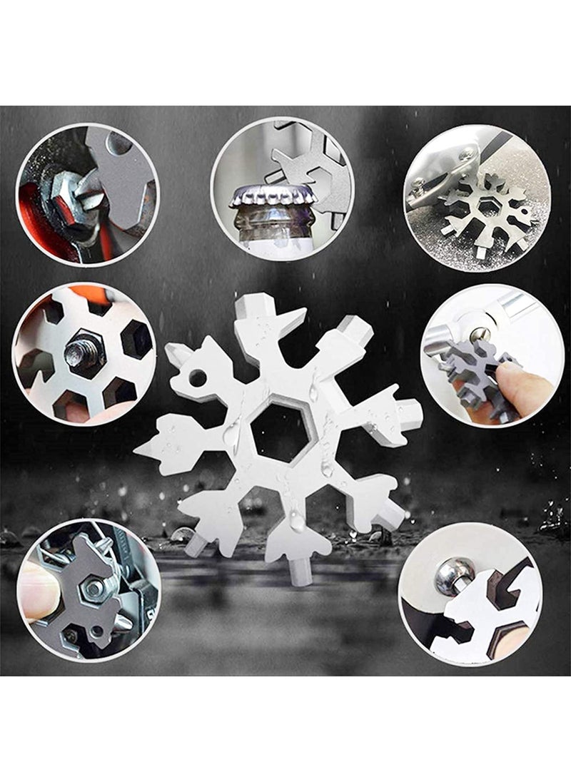 Purabelle Purabelle 18in1 Snowflake MultiTool Bottle Opener Cutter Incredible Tool Christmas Keychain Portable Handy Multi ToolSilver  - Image 5