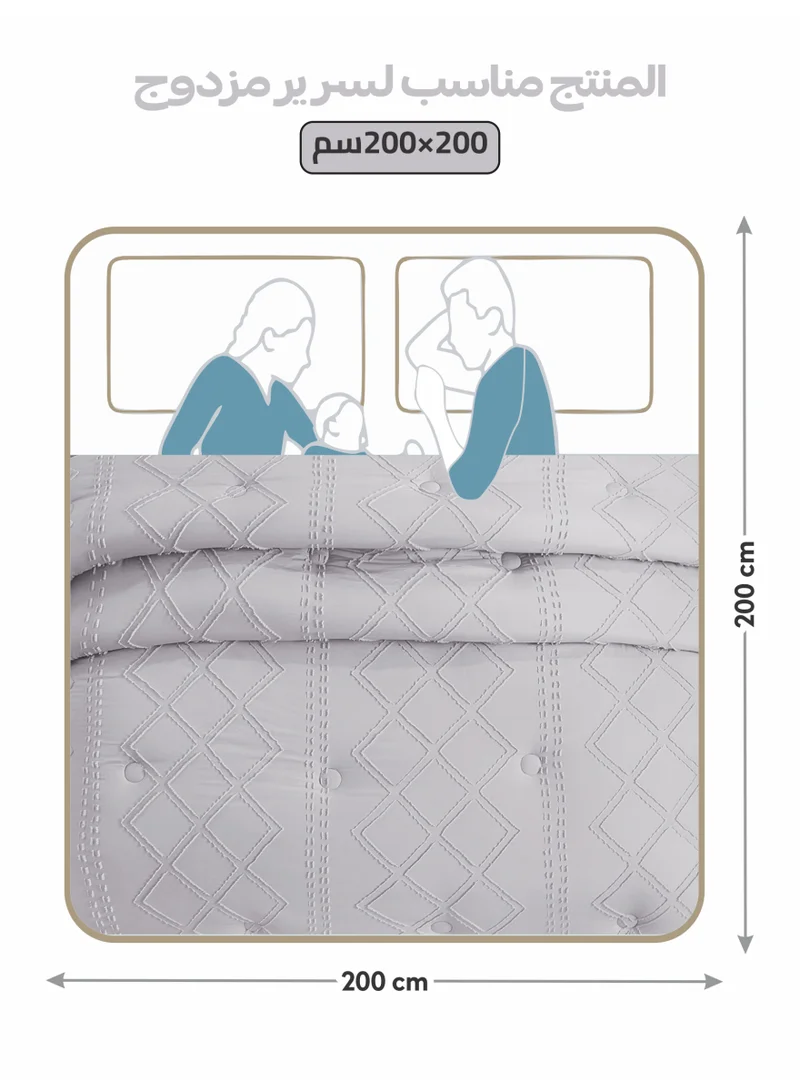 Donetella Bedding Comforter Set King Size, 6-Pcs Bed Set Fits 260x240 Cms -Tufted Embroidery Set-All Season- 350 GSM Brushed Microfiber (طقم مفرش سرير فندقي)