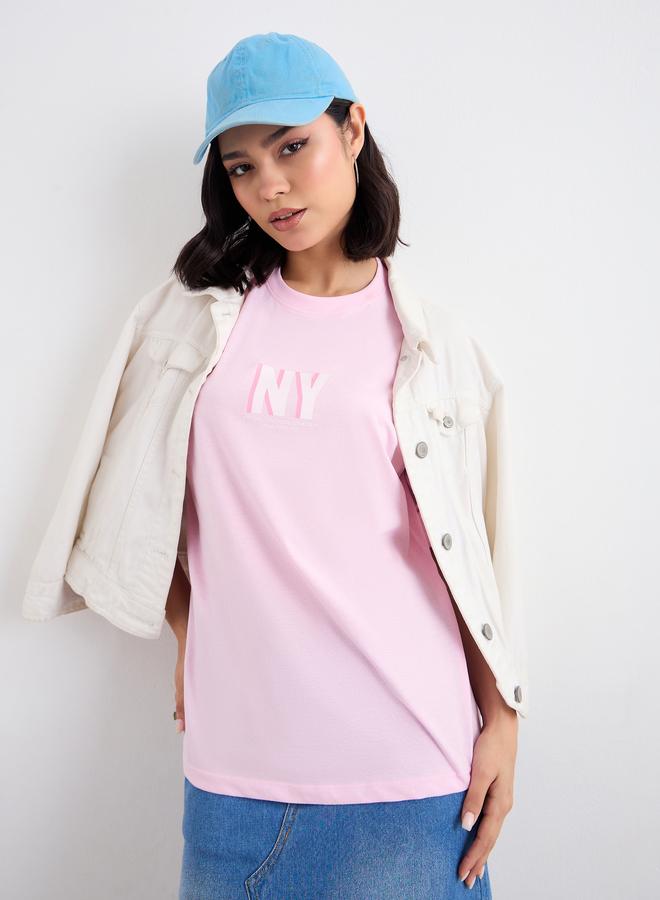 Styli Slogan Print Oversized Longline T-Shirt - Image 5