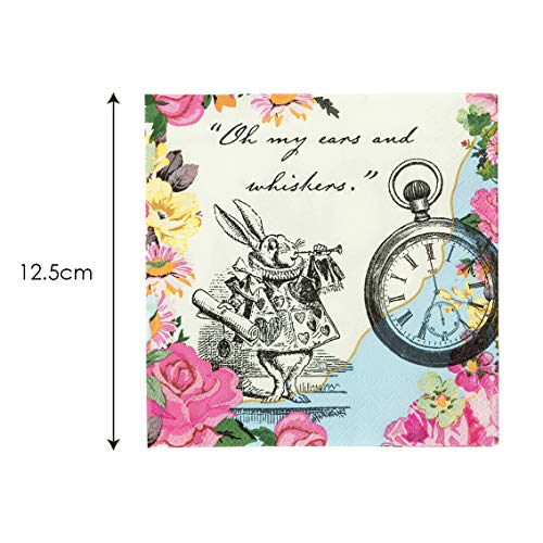 Talking Tables 20 X Alice in Wonderland Disposable Napkins Mad Hatter Afternoon Tea Party Serviettes for Table Decorations Onederland Birthday, Mother’s Day Baby Shower, Decoupage - Image 2