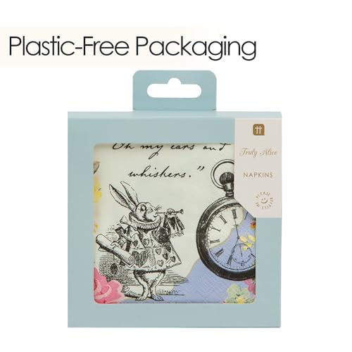 Talking Tables 20 X Alice in Wonderland Disposable Napkins Mad Hatter Afternoon Tea Party Serviettes for Table Decorations Onederland Birthday, Mother’s Day Baby Shower, Decoupage - Image 3