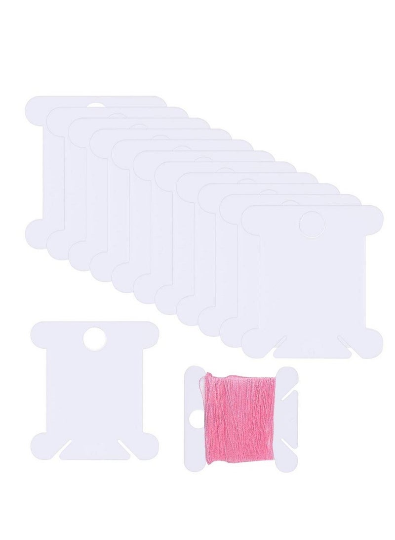 Excefore 300pcs Plastic Floss Bobbins Cross Stitch Embroidery Cotton Thread for Craft DIY Embroidery Sewing Thread Storage Embroidery Thread Cards Cross Stitch Bobbin White  - Image 1