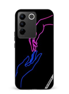 Protective Case Cover For Vivo V27 Hands In Neon Lights Design Multicolour