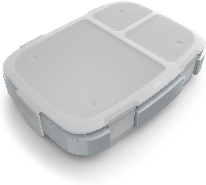 Bentgo Fresh Tray Gray with Transparent Cover  Reusable BPAFree 4Compartment Meal Prep Container with BuiltIn Portion Control for Healthy AtHome Meals and OntheGo Lunches - Image 1