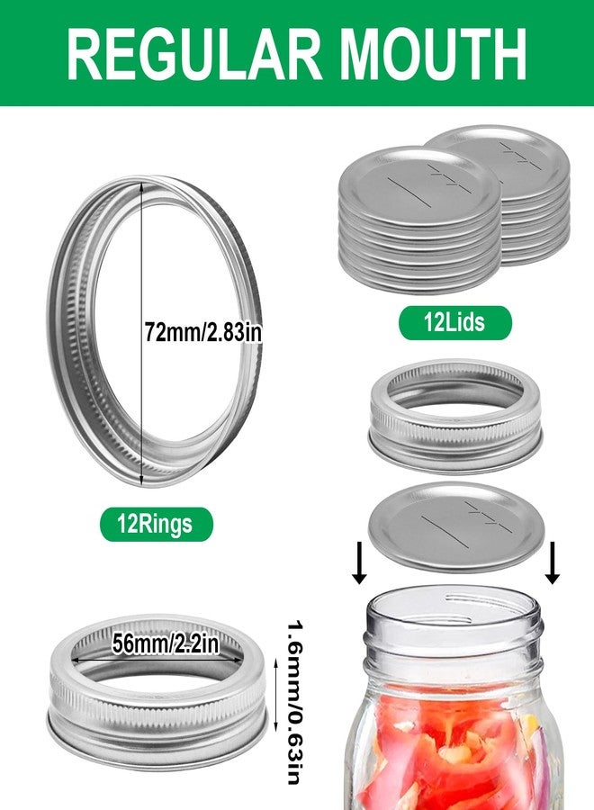 lenpestia Canning Lids with Rings 24Pcs Canning Lids and Bands/Rings for Mason Jar, Ball or Kerr Jars, Split-type Metal Lids with Silicone Seals Rings Leak Proof (12Lids + 12Rings for Regular Mouth Jar) - Image 2