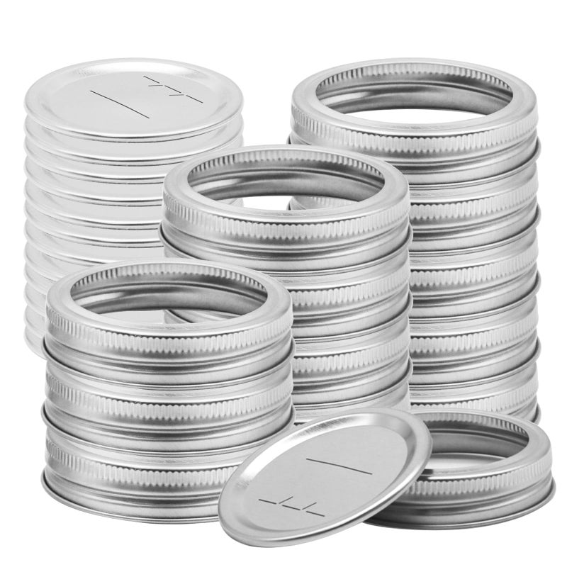 lenpestia Canning Lids with Rings 24Pcs Canning Lids and Bands/Rings for Mason Jar, Ball or Kerr Jars, Split-type Metal Lids with Silicone Seals Rings Leak Proof (12Lids + 12Rings for Regular Mouth Jar) - Image 1