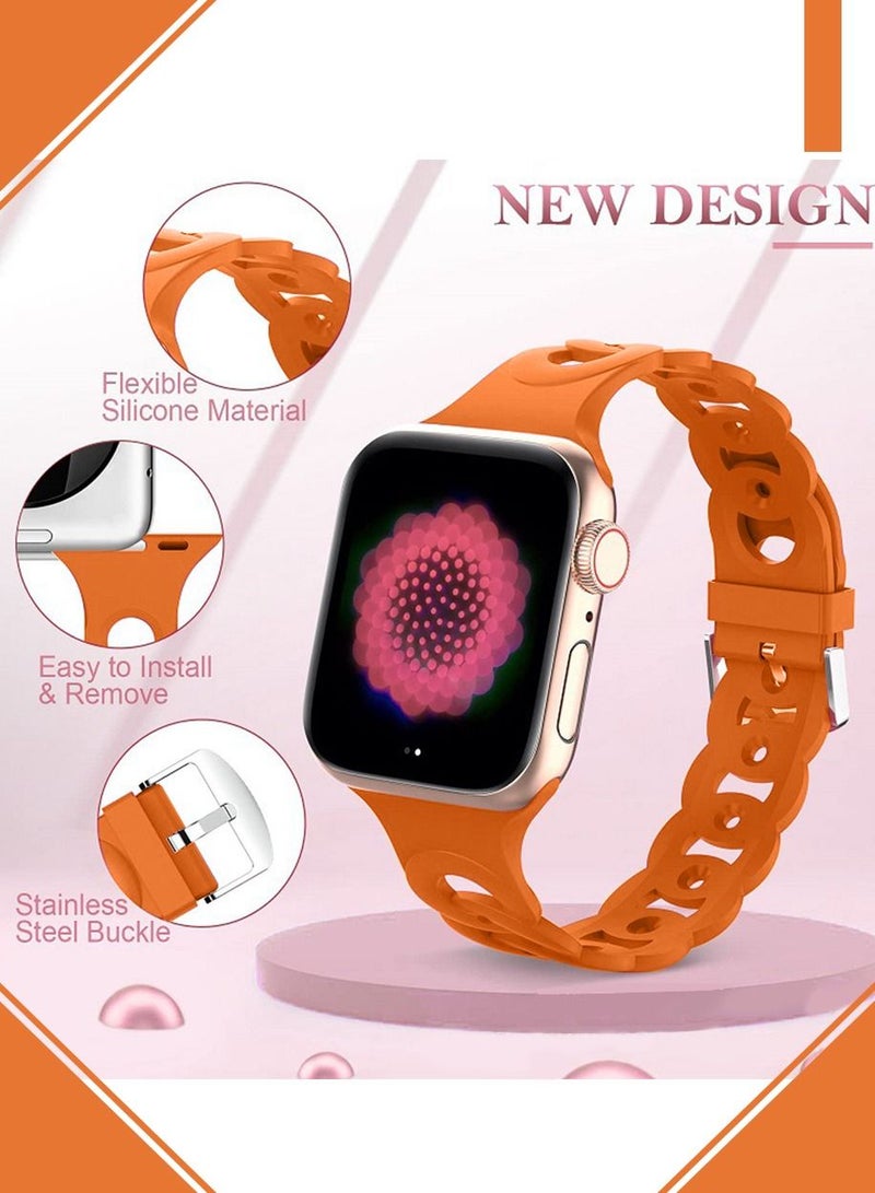Sport Bands Compatible with Apple Watch Band 42mm 43mm 44mm 45mm 49mm,Soft Silicone Waterproof Strap Wristbands Compatible with iWatch Apple Watch Series Ultra/Ultra2 9 8 7 6 5 4 3 2 1 SE Women Men - Image 5
