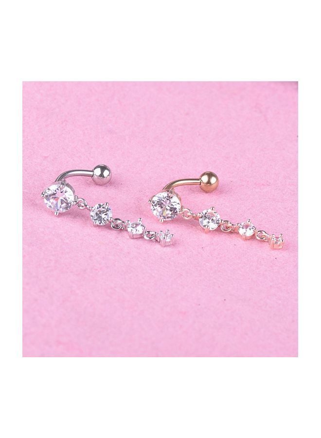 2-Piece Stone Studded Dangling Belly Rings