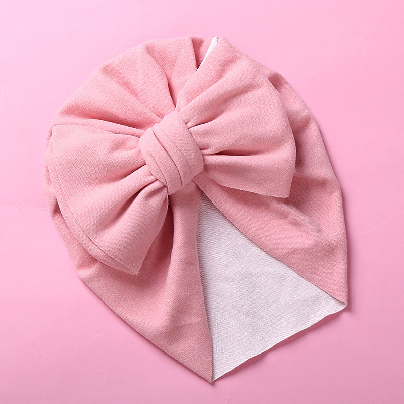 Generic Double Bow Cashmere-like Kids Cap 9 Pink