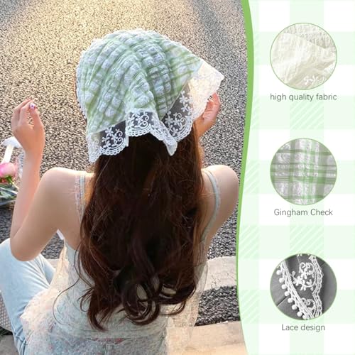 MAYCREATE® 2Pcs Head Scarf for Women Stylish Boho Lace Head Scarfs Countryside Triangle Bandana Headband Soft Head Coverings Comfy Beach Headwraps Hair Scarf Gift for Women, Girls - Image 3