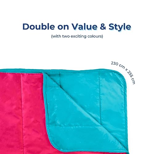 Zinnia Ultra Soft Microfibre Reversible Comforter - Double 230 x 255 CM, Pink and Teal(Solid - Vibrant) - Image 5