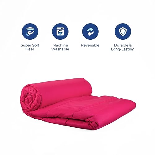 Zinnia Ultra Soft Microfibre Reversible Comforter - Double 230 x 255 CM, Pink and Teal(Solid - Vibrant) - Image 4