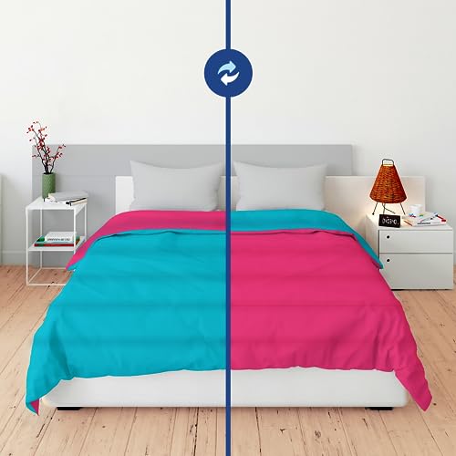 Zinnia Ultra Soft Microfibre Reversible Comforter - Double 230 x 255 CM, Pink and Teal(Solid - Vibrant) - Image 2