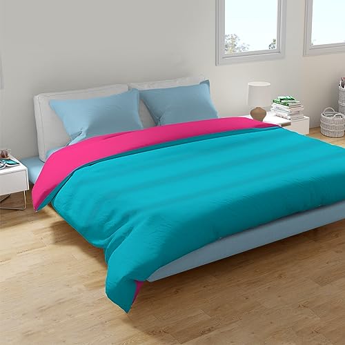 Zinnia Ultra Soft Microfibre Reversible Comforter - Double 230 x 255 CM, Pink and Teal(Solid - Vibrant) - Image 3