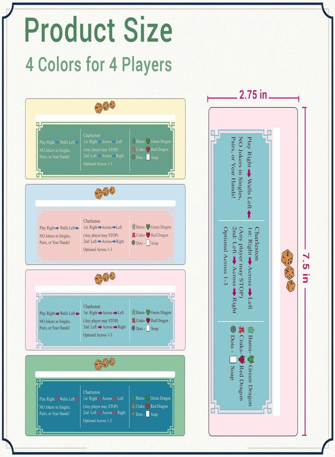 Tinzum 4 PCS Line Reader with Rules in 4 Colors for 4 Mahjong Players - Image 3