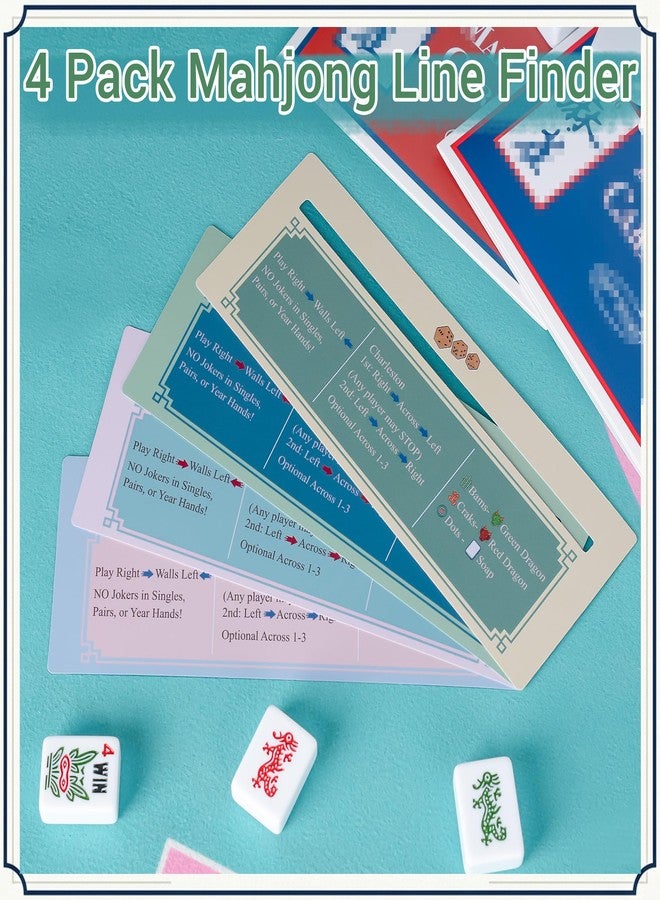 Tinzum 4 PCS Line Reader with Rules in 4 Colors for 4 Mahjong Players - Image 2