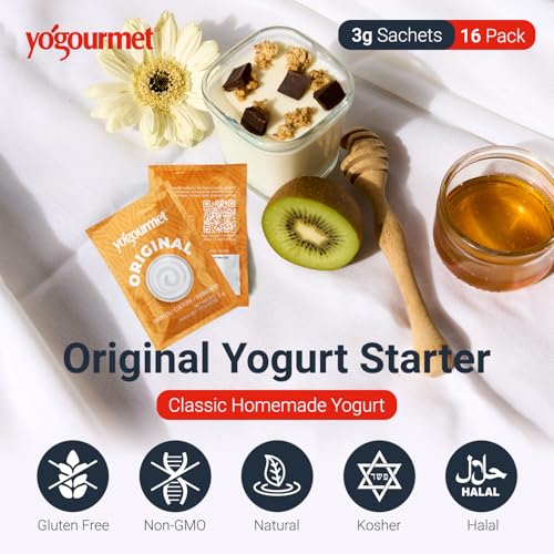 Yogourmet بدء الزبادي من يوجورميت (نسخة بالجملة 16 عبوة) - اصنع الزبادي في المنزل - ثقافة البداية - طبيعية بالكامل، خالية من الغلوتين، كوشير، حلال - أكياس 3 جرام - Image 2