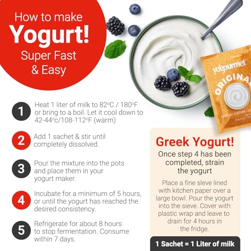 Yogourmet بدء الزبادي من يوجورميت (نسخة بالجملة 16 عبوة) - اصنع الزبادي في المنزل - ثقافة البداية - طبيعية بالكامل، خالية من الغلوتين، كوشير، حلال - أكياس 3 جرام - Image 5