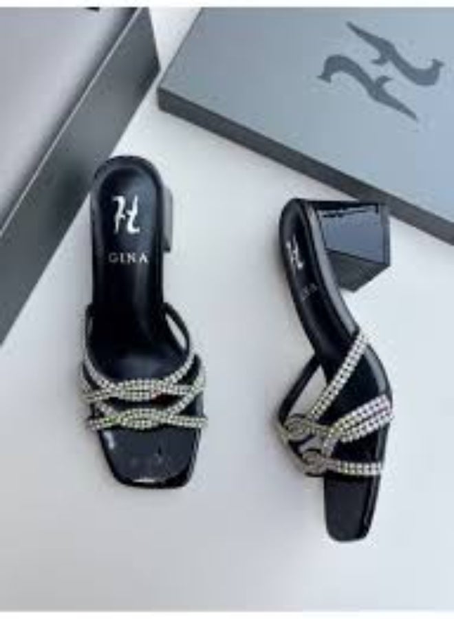 Gina صندل نسائي أنيق بكعب أسود من جينا - Image 3
