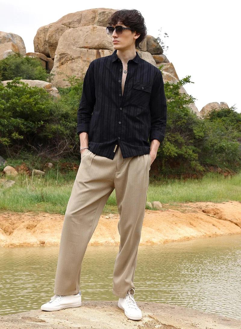 Campus Sutra Multitrack-Striped Shirt