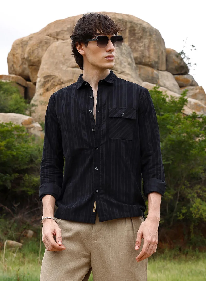 Campus Sutra Multitrack-Striped Shirt