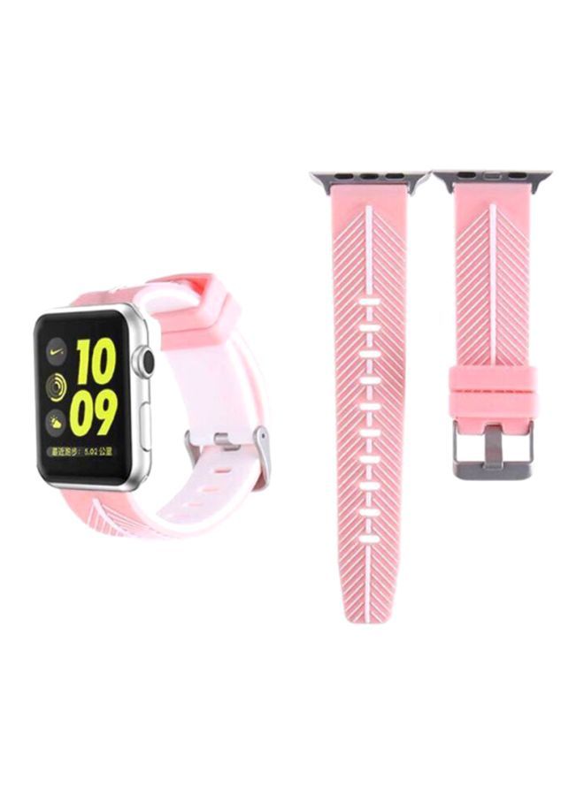NIBEMINENT Ozone Silicone Strap For Apple Watch 40Mm Series 4 / 38Mm 3 2 1 Replacement Wristband - Pink - Image 2