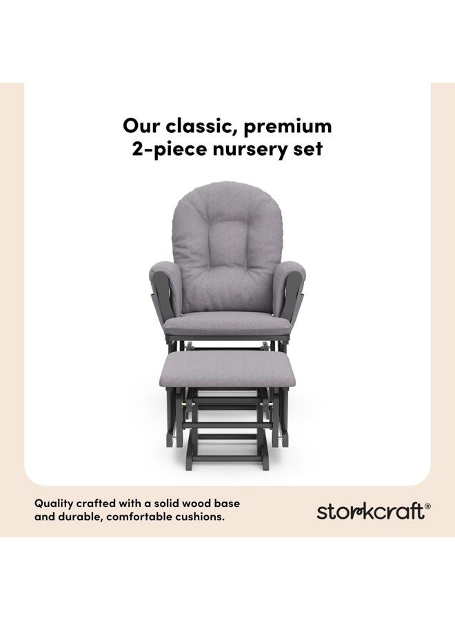 Storkcraft Premium Hoop Glider and Ottoman (Gray with Gray Swirl) – Padded Cushions with Storage Pocket, Smooth Rocking Motion, Easy to Assemble, Solid Hardwood Base - Image 4