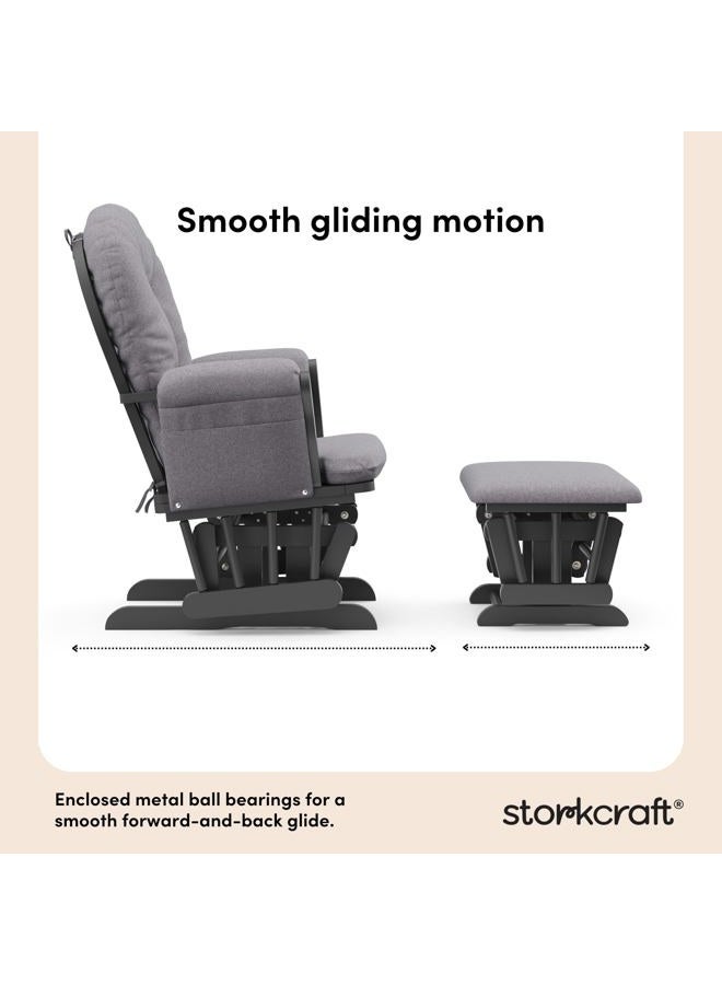 Storkcraft Premium Hoop Glider and Ottoman (Gray with Gray Swirl) – Padded Cushions with Storage Pocket, Smooth Rocking Motion, Easy to Assemble, Solid Hardwood Base - Image 3