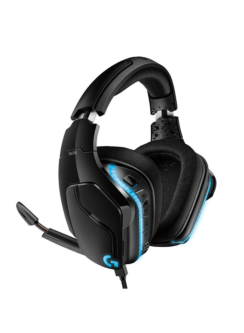 Logitech G635 Wired Gaming RGB Headset, 7.1 Surround Sound, DTS Headphone:X 2.0, 50 mm Pro-G Drivers, USB And 3.5mm Audio Jack, Flip-to-Mute Mic, PC/Mac/Xbox One/PS4/Nintendo Switch - Image 1