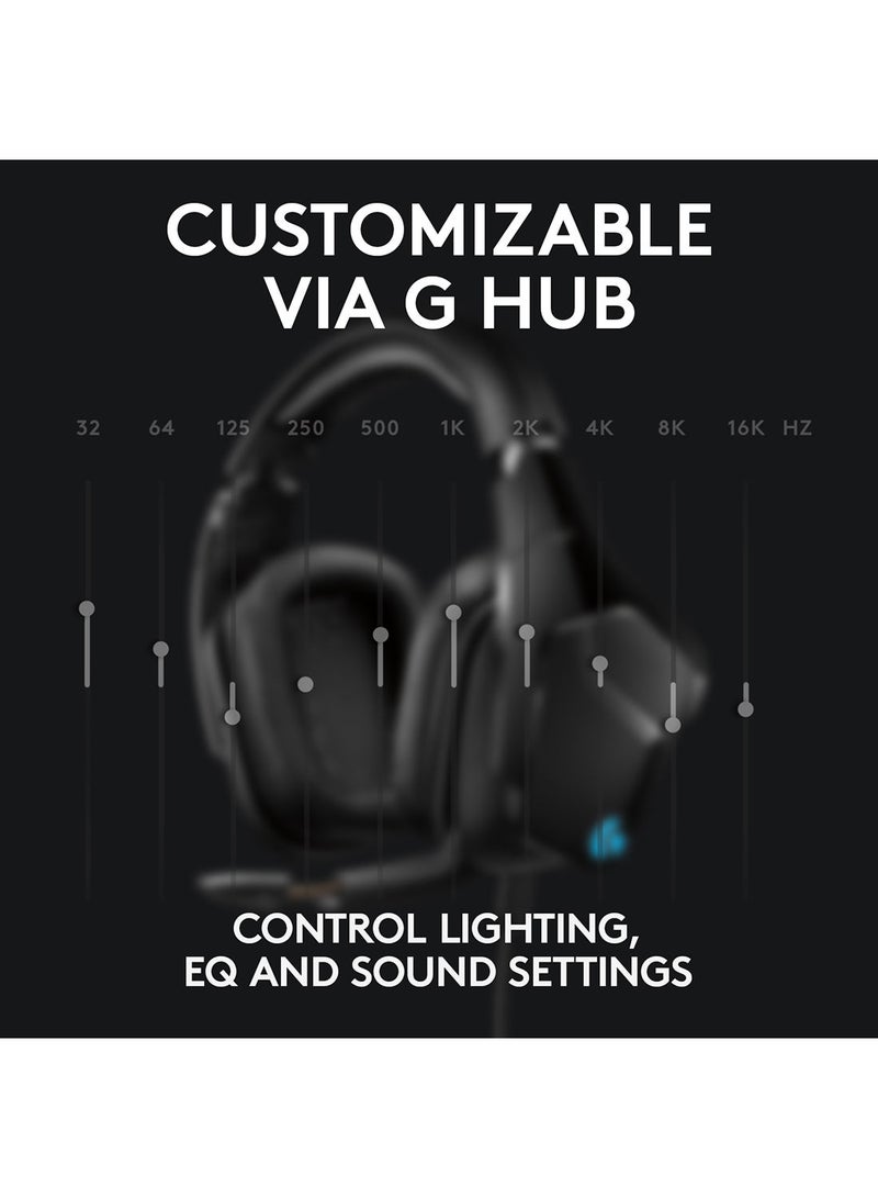 Logitech G635 Wired Gaming RGB Headset, 7.1 Surround Sound, DTS Headphone:X 2.0, 50 mm Pro-G Drivers, USB And 3.5mm Audio Jack, Flip-to-Mute Mic, PC/Mac/Xbox One/PS4/Nintendo Switch - Image 5