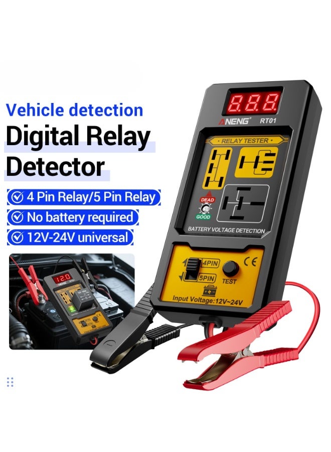 ANENG Automotive Relay Tester, , Battery Digital Display Tester, Relay Analyzer, Universal for 12V/24V Four-pin and Five-pin Relays - Image 2