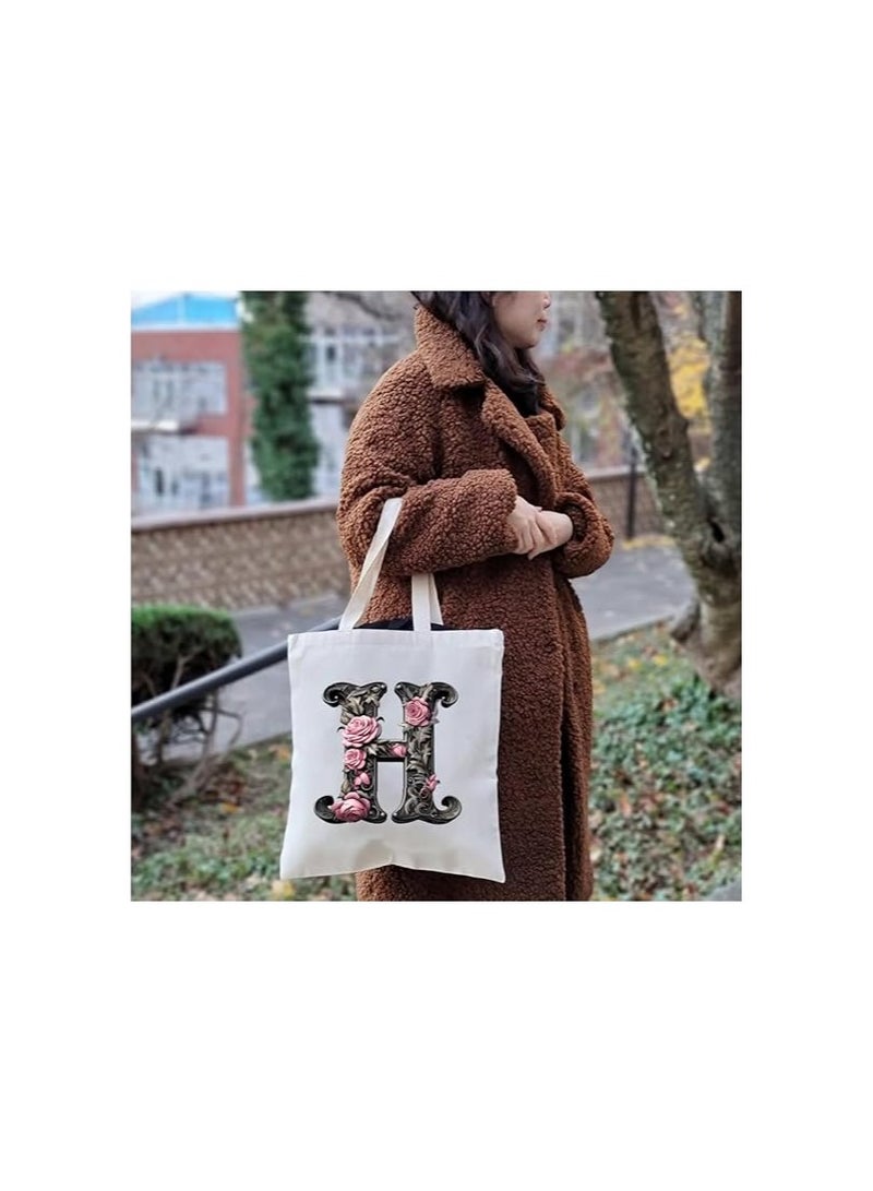 PRINTSHOP4ME Alphabet in Printed Cotton Tote Bag - Initial Monogram Design Cotton Tote - Perfect for School - Travel - Birthday Gift - Image 3