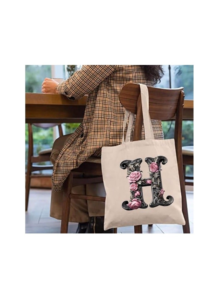 PRINTSHOP4ME Alphabet in Printed Cotton Tote Bag - Initial Monogram Design Cotton Tote - Perfect for School - Travel - Birthday Gift - Image 5
