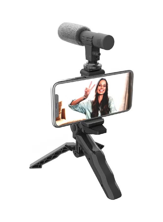 Smartphone Vlogging Kit With Tripod Stand Black  - Image 2