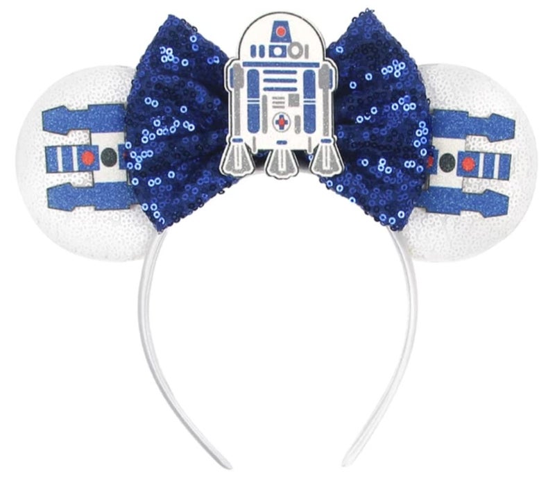 CLGIFT Mickey Ears, Black R2-D2 Ears - Star Wars Themed flexible headband, Suitable for kids and adult, Hand Wash Only, Costume Headwear
