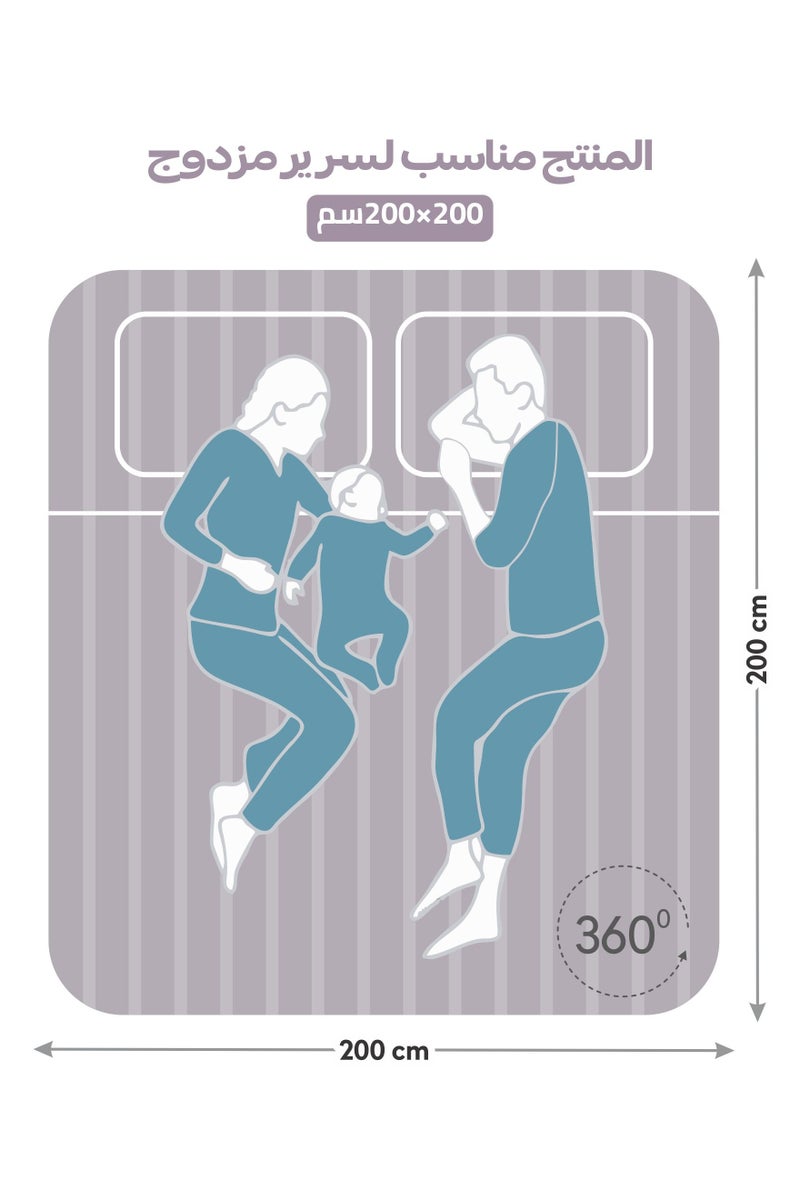 Donetella 3-Piece Striped Bedding Set – Super King Fitted Sheet 200x200+35 cm with All-Around Elastic & 2 Matching Pillowcases - Image 3