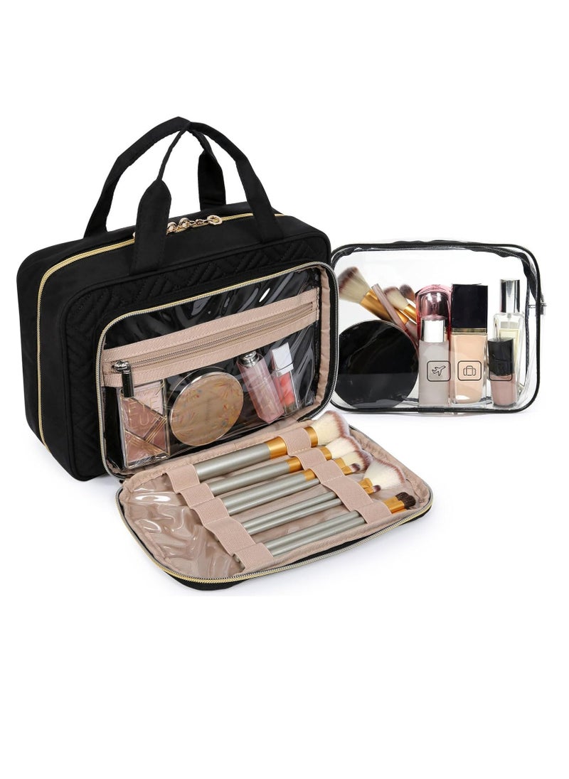 BAGSMART BAGSMART Toiletry Bag Hanging Travel Makeup Organizer with TSA Approved Transparent Cosmetic Bag Makeup Bag for Full Sized Toiletries, Medium-Black  - Image 4