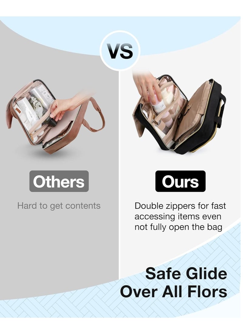 BAGSMART BAGSMART Toiletry Bag Hanging Travel Makeup Organizer with TSA Approved Transparent Cosmetic Bag Makeup Bag for Full Sized Toiletries, Medium-Black  - Image 2
