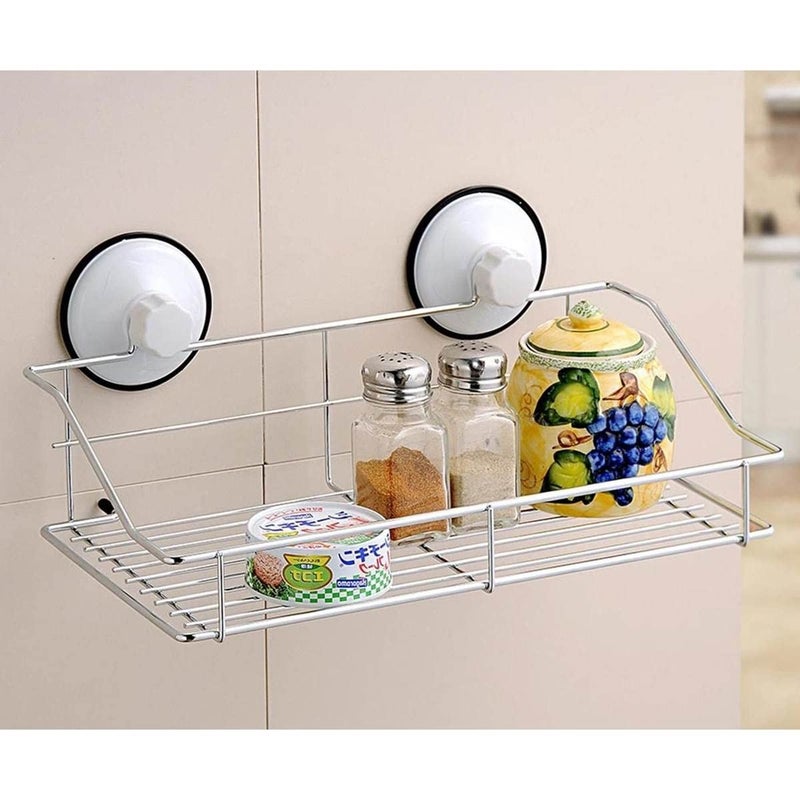 SASASA Wall-Mounted Multi-Function Corner Rack - No-Drill Self-Adhesive Storage Shelf for Toiletries, Shampoo, Soap & Kitchen Essentials - Durable Plastic Bathroom & Kitchen Organizer(SQ-1936) - Image 2