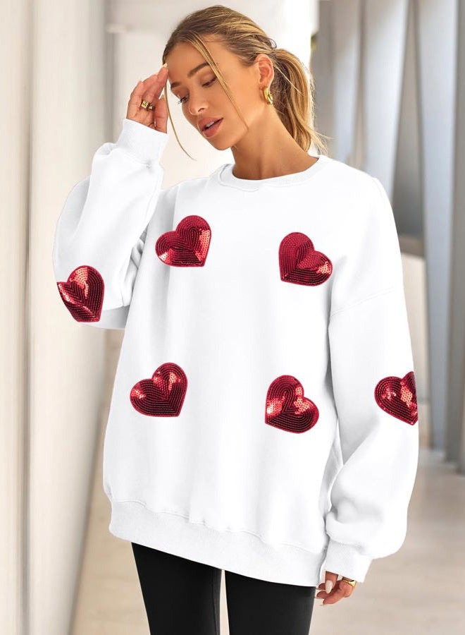 MAXIMGR Teacher Valentine Sweatshirt Women Valentines Day Sweatshirts Teacher Shirt Funny Positive Heart Candy Pullover Top White - Image 3