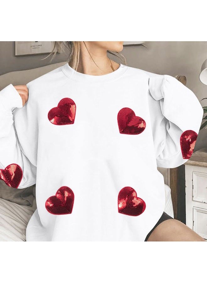 MAXIMGR Teacher Valentine Sweatshirt Women Valentines Day Sweatshirts Teacher Shirt Funny Positive Heart Candy Pullover Top White - Image 2