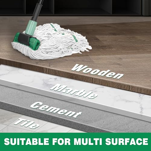 DALIPER Heavy Duty Mop for Floor Cleaning, Industrial Commercial Mop with 57.5 Inches Long Handle,Looped-End String Wet Cotton Mops for Garage, Warehouse, Workshop - Image 5