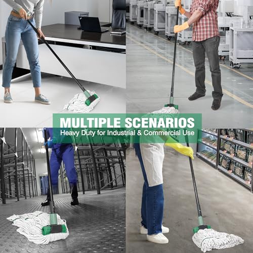 DALIPER Heavy Duty Mop for Floor Cleaning, Industrial Commercial Mop with 57.5 Inches Long Handle,Looped-End String Wet Cotton Mops for Garage, Warehouse, Workshop - Image 4