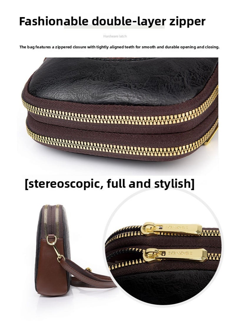 Women's Retro PU Leather Crossbody Bag, Lightweight Multi-Compartment Shoulder Bag with Embossed Rabbit Design - Image 2
