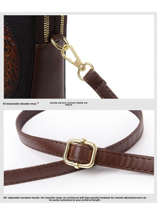 Women's Retro PU Leather Crossbody Bag, Lightweight Multi-Compartment Shoulder Bag with Embossed Rabbit Design - Image 4