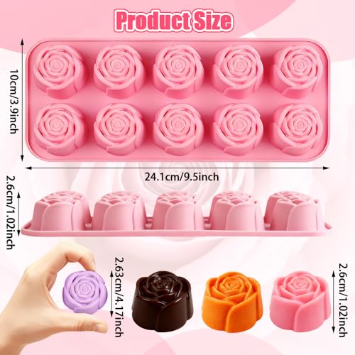 BAISDY 3PCS Flower Molds Silicone, Rose Chocolate Candles Silicone Mold - Image 2