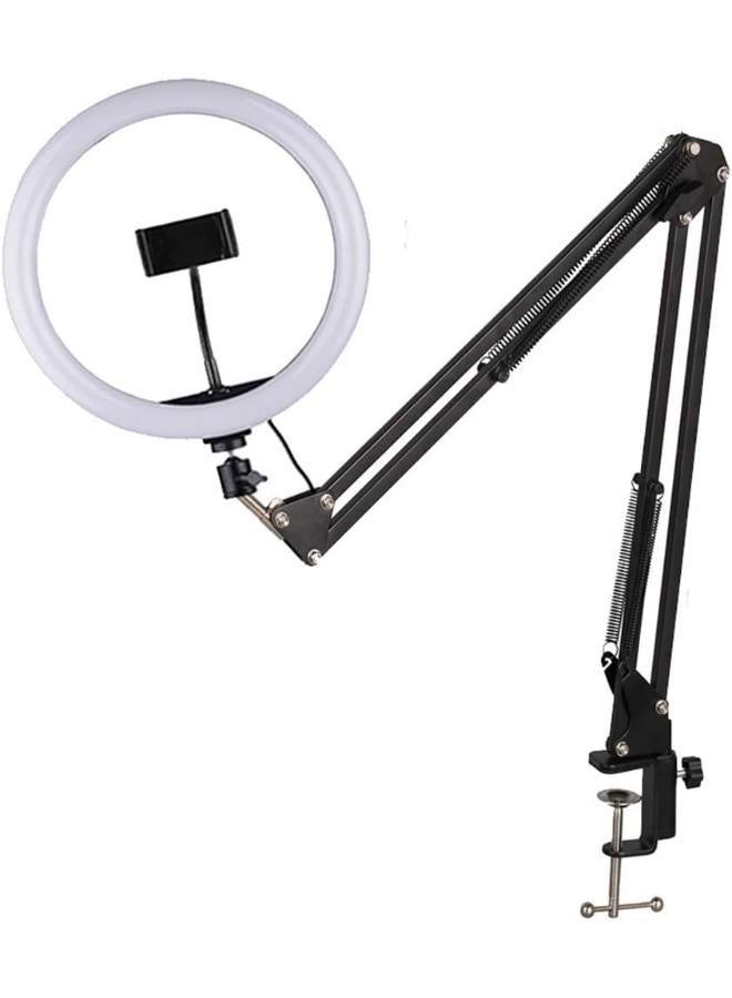 8 inch LED Selfie Ring Light with Long Arm Clip  For Mobile & Camera - Image 1