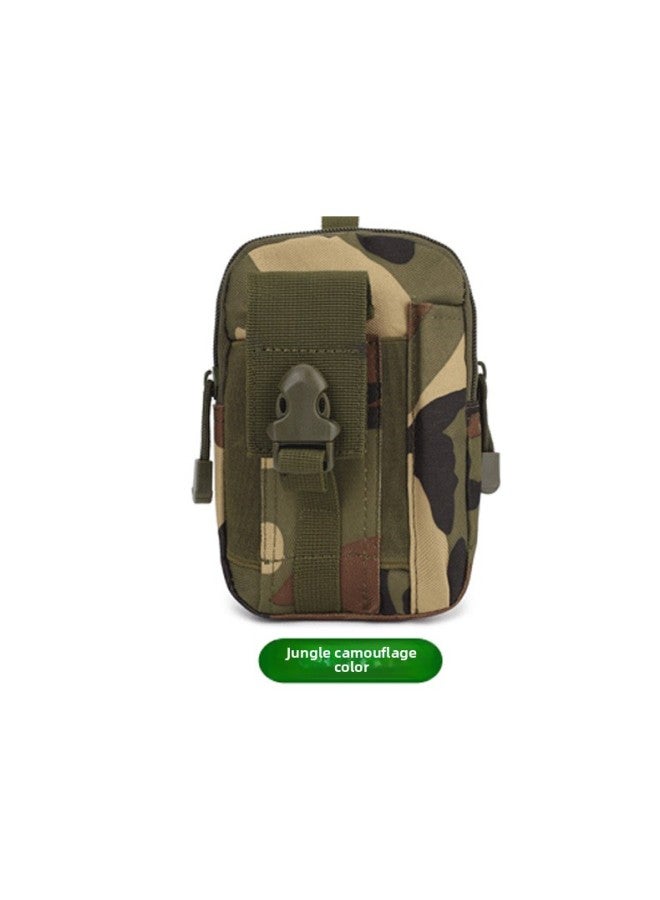 Summer Molle Mountaineering Oxford Cloth Small Waist Bag Men's Military Camouflage Outdoor Sports Mobile Phone Tactical Waist Bag-Color:Jungle Fans Color-Dimensions:All Yards - Image 1